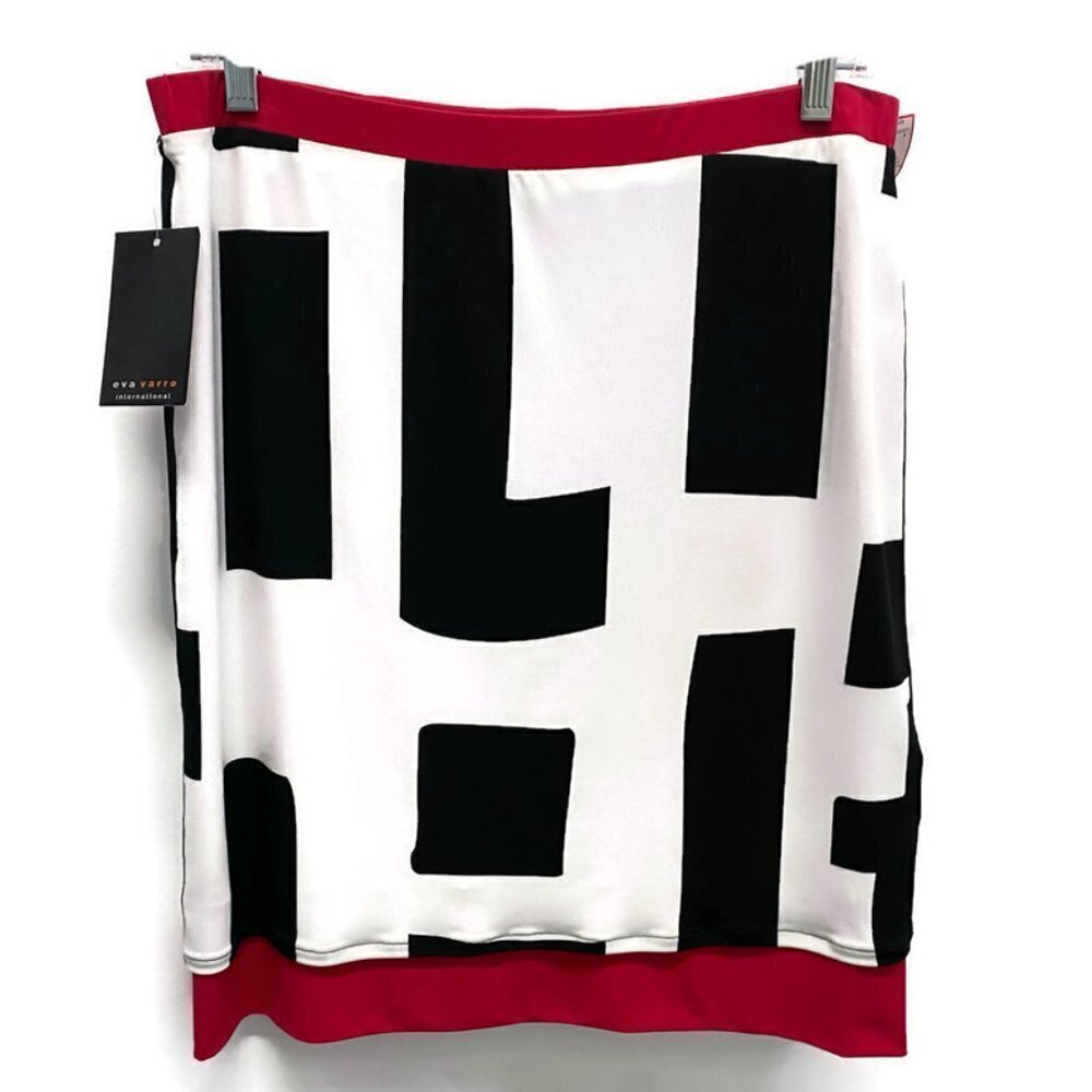 Eva Varro White & Black Geometric Pencil Skirt